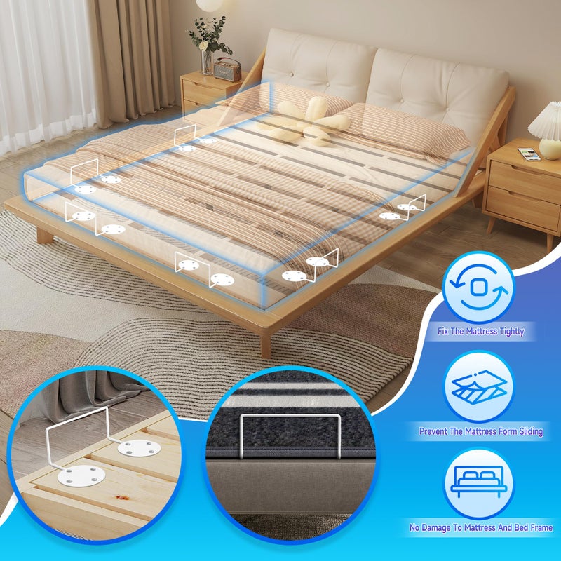 Laowu Mattress Retainer Bar For Adjustable Bed Keep Mattress Stopper From Sliding  Wider Taller Non Slip Mattress Gripper  Mattress Gaskets For Platform Bed  Mattress Brackets To Prevent Sliding White 4PACK - Image 2
