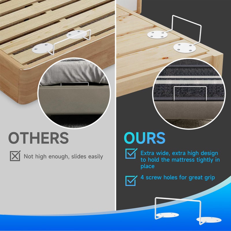 Laowu Mattress Retainer Bar For Adjustable Bed Keep Mattress Stopper From Sliding  Wider Taller Non Slip Mattress Gripper  Mattress Gaskets For Platform Bed  Mattress Brackets To Prevent Sliding White 4PACK - Image 5