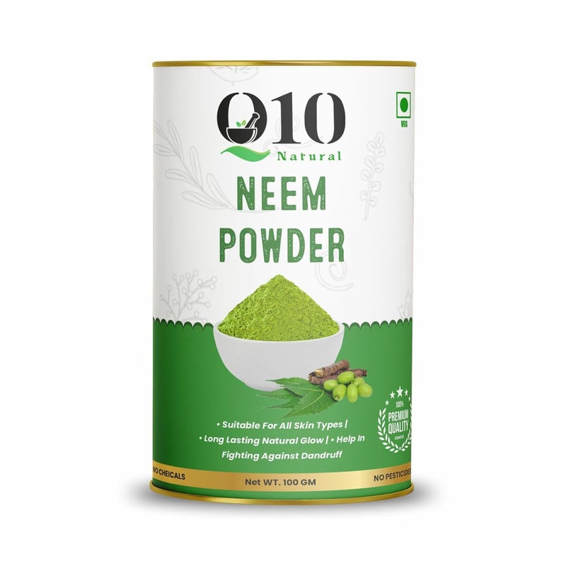 Q10 Q10 Natura Care From Nature 100 Pure Neem Leaves Powder 100 Grams Sun Dried Stemless for Face Skin Hair Growth Pack  - Image 1