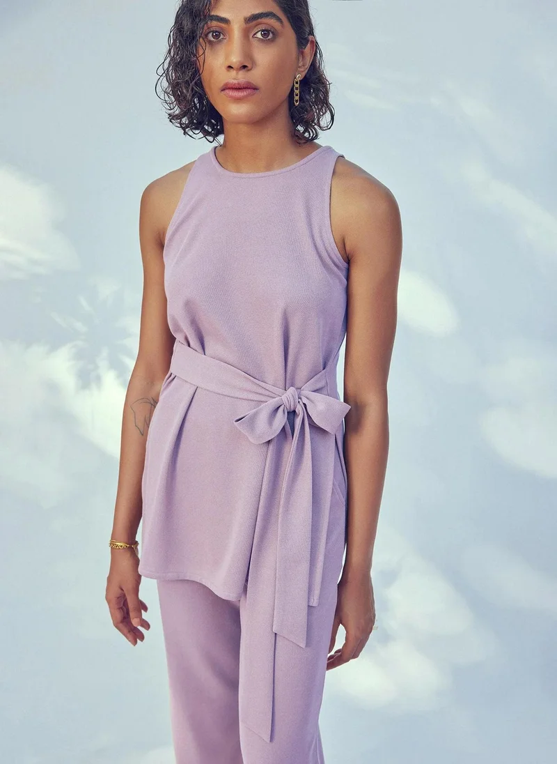 ذا ليبل لايف Lilac Knit Front Tie Top