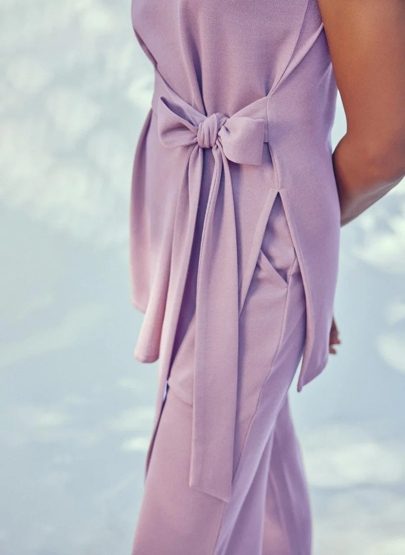 ذا ليبل لايف Lilac Knit Front Tie Top