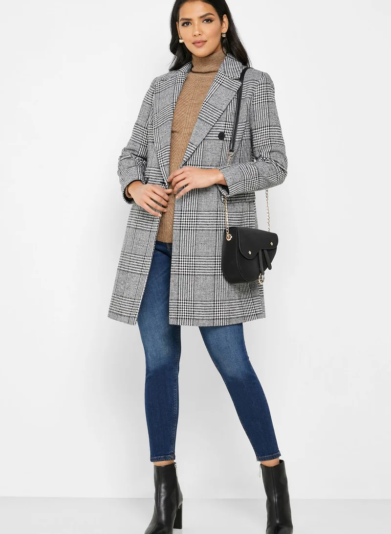 DOROTHY PERKINS Double Breasted Checked Coat