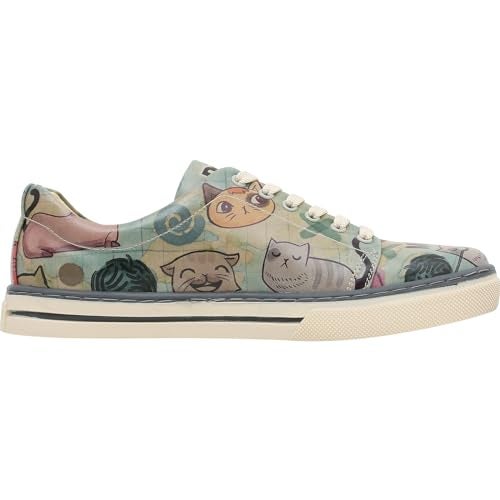 DOGO Vegan Leather Sneakers for Women - Handmade and Unique Fashion Sneakers for Women, Cats of The World Design, Size 5 - Image 5