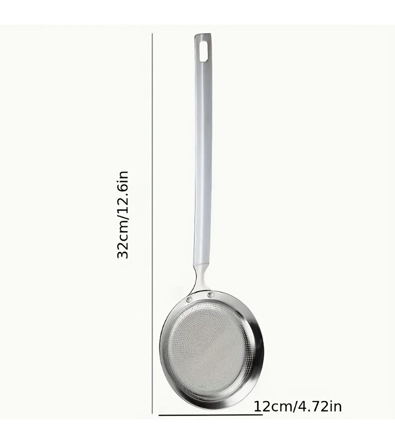 Stainless Steel Fine Mesh Strainer Spoon Large Model Skimmer With Long Handle Removes Grease Foam For Home Use Hot Pot Cooking Modern Kitchen Essential - Image 2