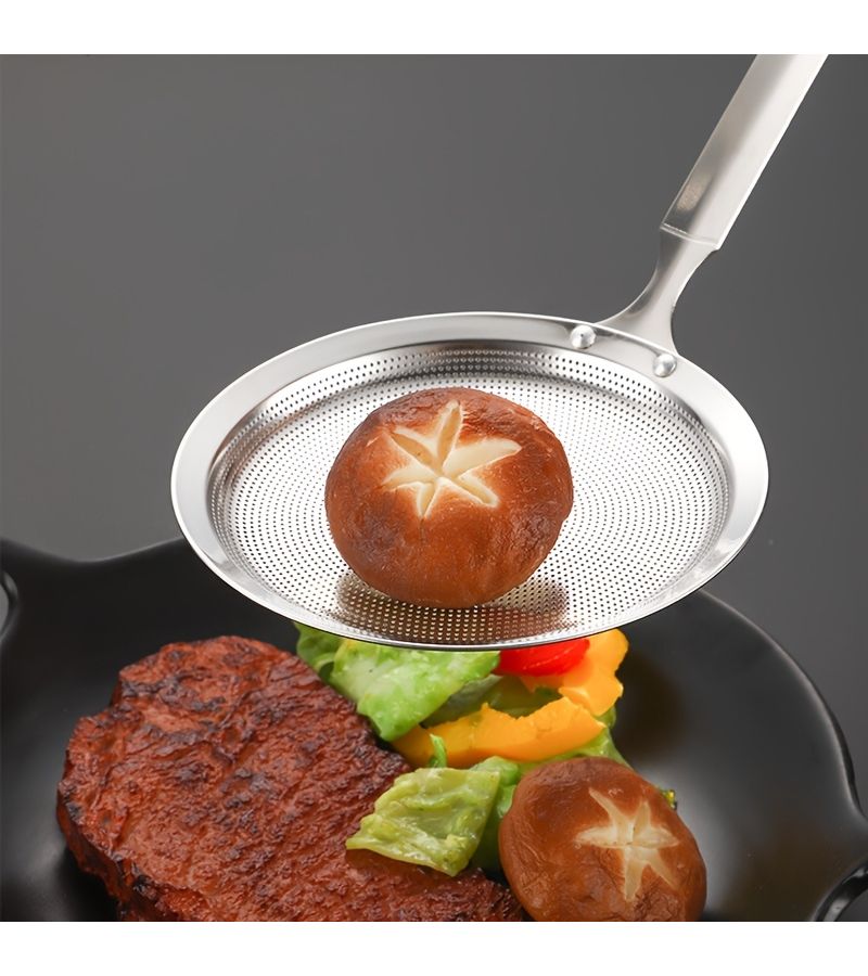 Stainless Steel Fine Mesh Strainer Spoon Large Model Skimmer With Long Handle Removes Grease Foam For Home Use Hot Pot Cooking Modern Kitchen Essential - Image 5