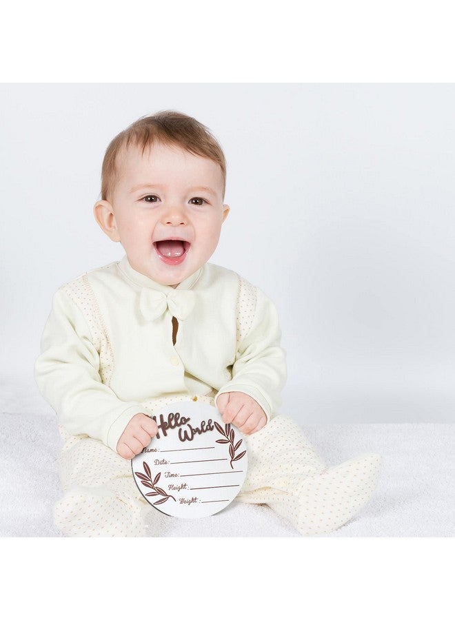 Queekay لافتة إعلان المولود الجديد، لافتة إعلان الطفل الخشبية، لافتة ولادة الطفل حديث الولادة باللون الكرزي، لافتة معلومات اسم الطفل مع قلم تحديد لحفل استقبال الطفل، ديكور حائط الحضانة (دائري) - Image 5