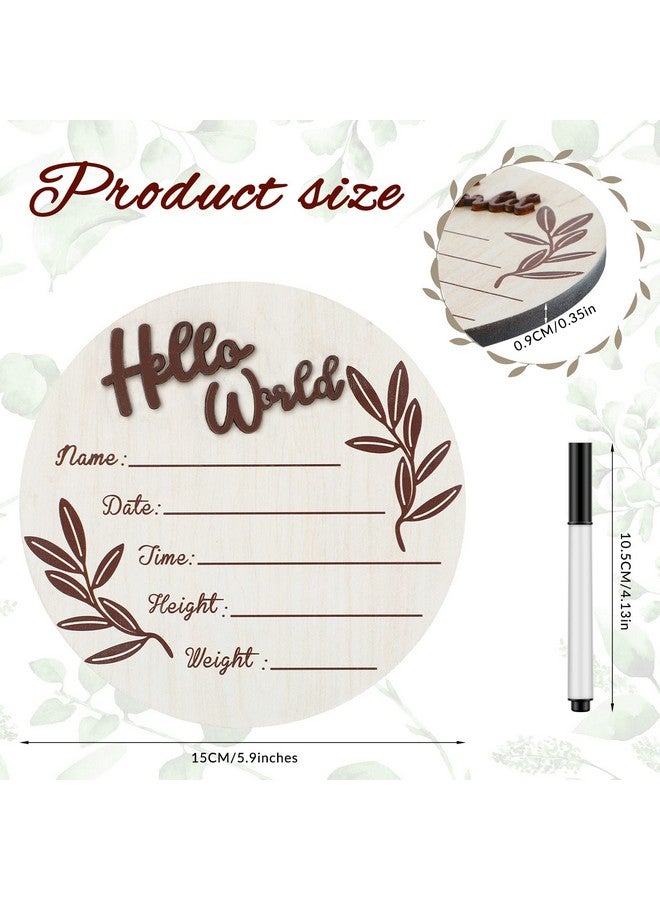 Queekay لافتة إعلان المولود الجديد، لافتة إعلان الطفل الخشبية، لافتة ولادة الطفل حديث الولادة باللون الكرزي، لافتة معلومات اسم الطفل مع قلم تحديد لحفل استقبال الطفل، ديكور حائط الحضانة (دائري) - Image 3