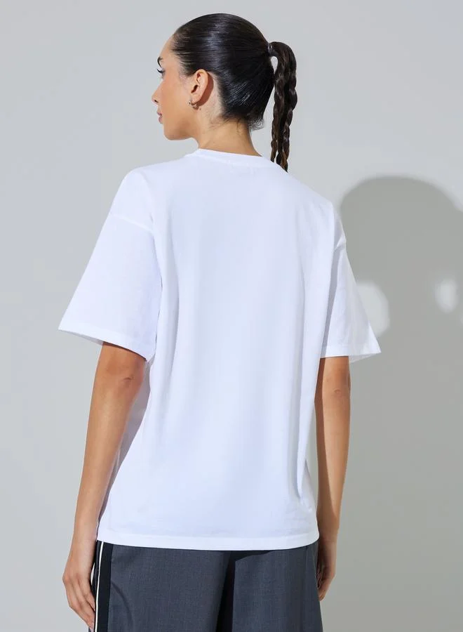 Styli White White Oversized Round Neck T-Shirt for Women | Best Price UAE
