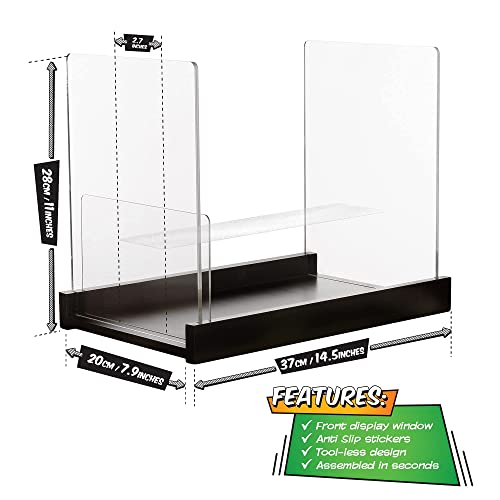 Komiq Patented Comic Book Storage Holder – Wooden & Acrylic Display Box/Case for Collectors – Organizer for Comics, Magazines & Books – Holds 150 Issues, 14.5x8 in (Black) - Image 2