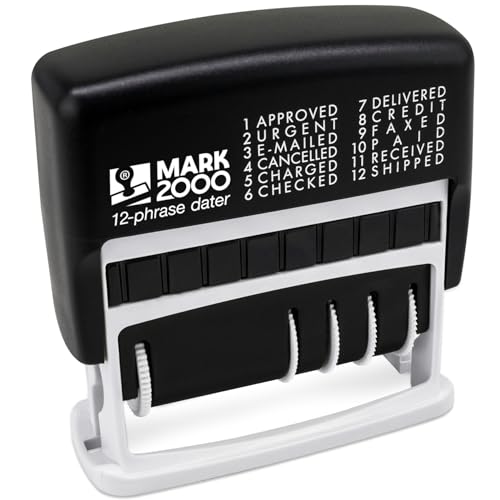 Mark 2000 12-Phrase Dater - Self-Inking Stamp - Blue Ink, Red Date - Image 3