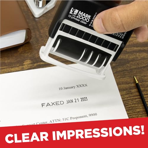 Mark 2000 12-Phrase Dater - Self-Inking Stamp - Blue Ink, Red Date - Image 4