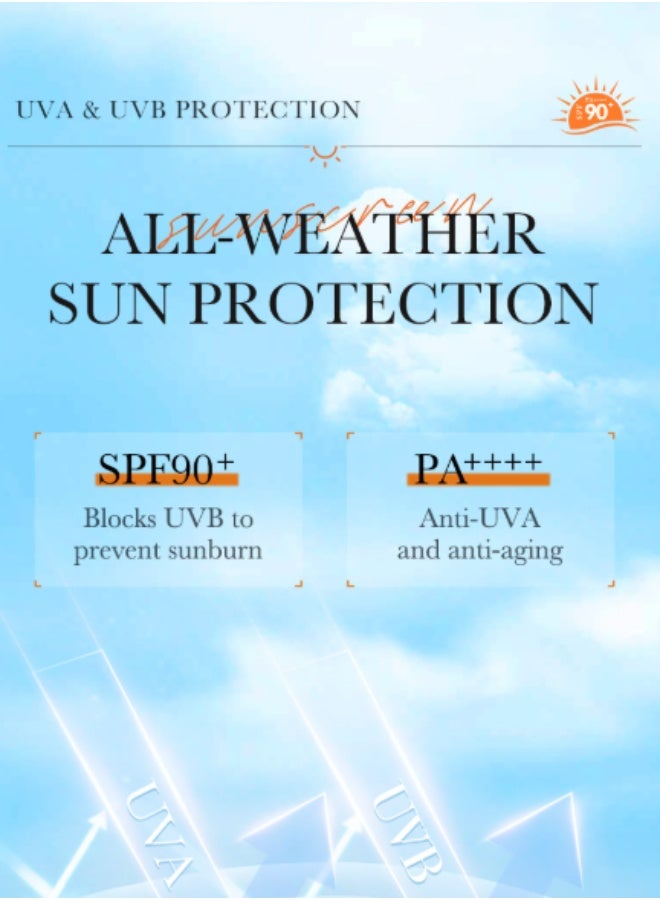 SADOER Sunscreen SPF 90 for Face and  Body Oily Skin Sun Cream Moisturizing and Water Proof  UV Protection Cream - Image 4
