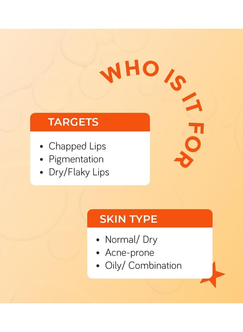 Moody Vitamin C Lip Scrub Balm - 85% Reduction in Dark Lips & Pigmentation | Heals Dry & Chapped Lips with Mandarin Orange & Argan Oil | 100% Vegan for Women & Men (15gm) - Image 4