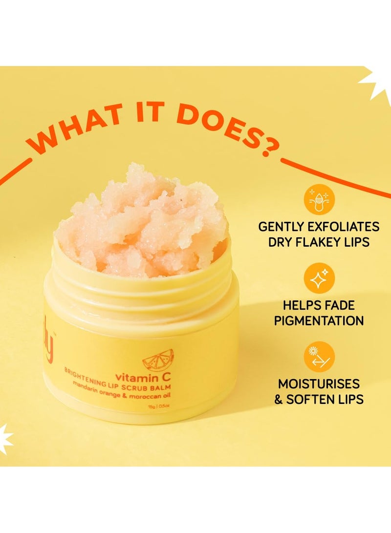 Moody Vitamin C Lip Scrub Balm - 85% Reduction in Dark Lips & Pigmentation | Heals Dry & Chapped Lips with Mandarin Orange & Argan Oil | 100% Vegan for Women & Men (15gm) - Image 2