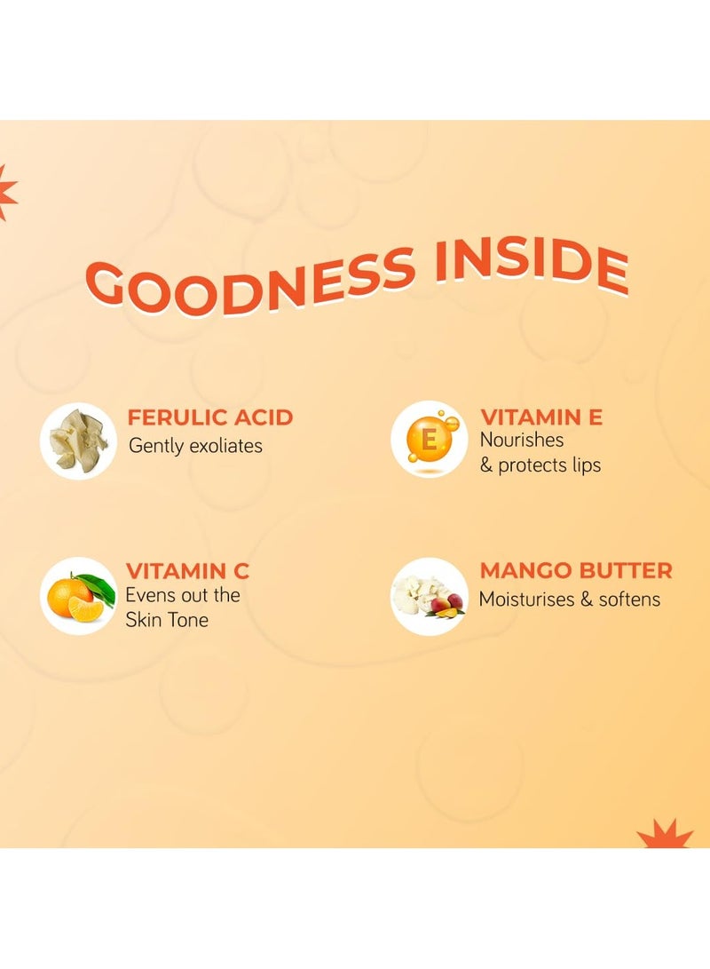 Moody Vitamin C Lip Scrub Balm - 85% Reduction in Dark Lips & Pigmentation | Heals Dry & Chapped Lips with Mandarin Orange & Argan Oil | 100% Vegan for Women & Men (15gm) - Image 3