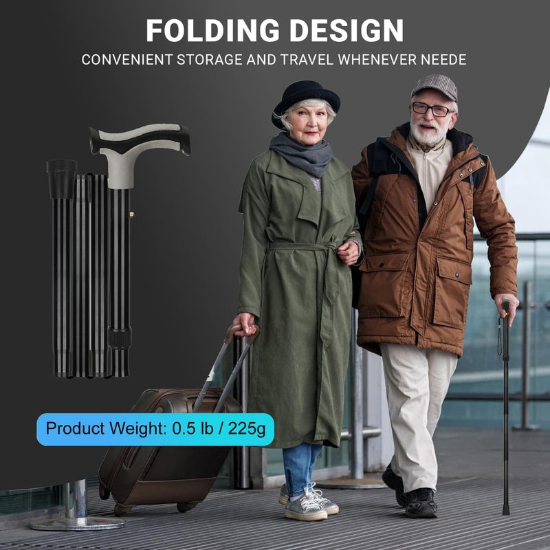 MCP Nimbus 4 Folding Sections Aluminium Foldable Walking Stick for Men, Women & Old People Support, Trekking Cane Stick (Black) - Image 3