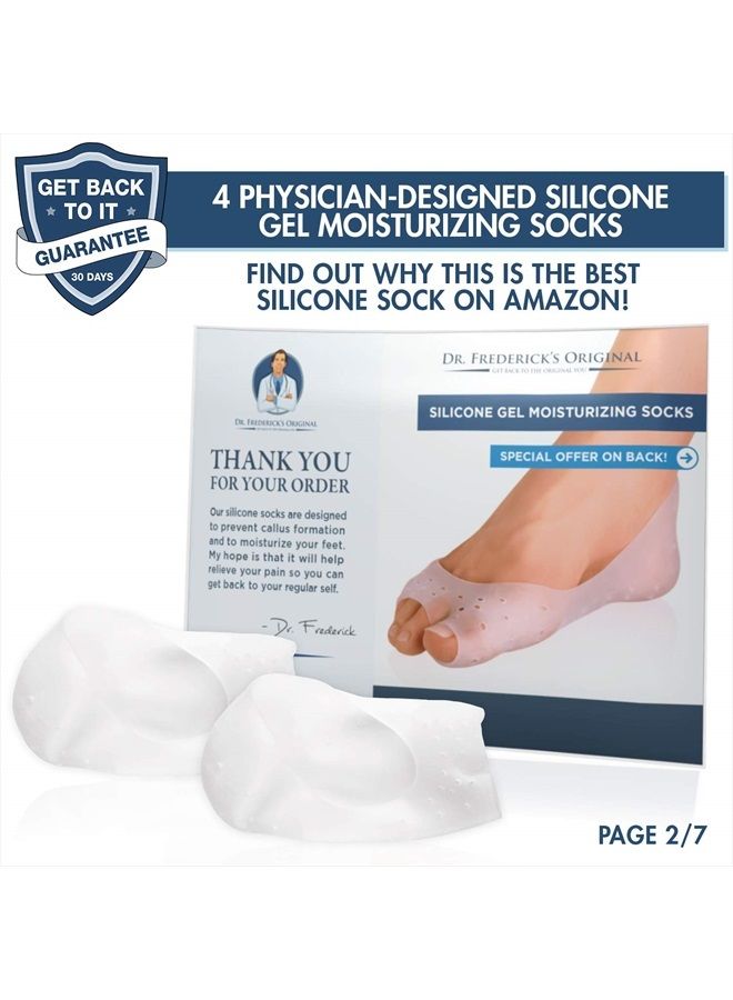 Dr. Frederick's Original Moisturizing Gel Socks - 4 Pieces - Prevents Dry Cracked Heels & Cracked Feet - Day & Night Socks - W4-10 | M5-8 - Image 2