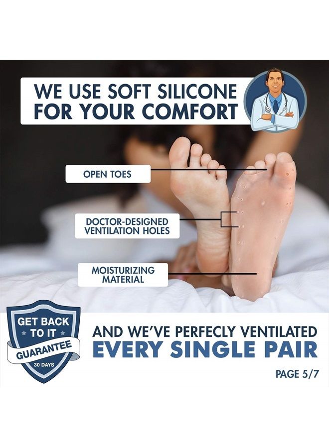 Dr. Frederick's Original Moisturizing Gel Socks - 4 Pieces - Prevents Dry Cracked Heels & Cracked Feet - Day & Night Socks - W4-10 | M5-8 - Image 4
