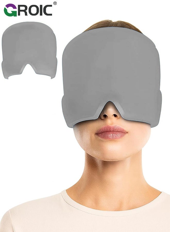GROIC Migraine Ice Head Wrap, Gel Head Ice Pack Wrap with Hot and Cold Therapy, Headache Ice Pack Eyes Mask for Sinus, Puffy Eyes, Tension and Stress Relief (Single Layer 260g) - Image 1