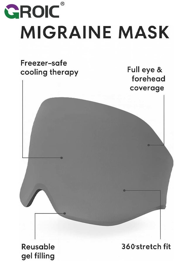 GROIC Migraine Ice Head Wrap, Gel Head Ice Pack Wrap with Hot and Cold Therapy, Headache Ice Pack Eyes Mask for Sinus, Puffy Eyes, Tension and Stress Relief (Single Layer 260g) - Image 2