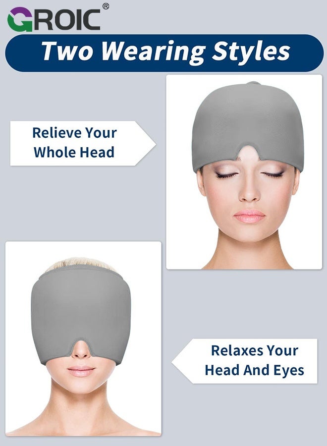 GROIC Migraine Ice Head Wrap, Gel Head Ice Pack Wrap with Hot and Cold Therapy, Headache Ice Pack Eyes Mask for Sinus, Puffy Eyes, Tension and Stress Relief (Single Layer 260g) - Image 4