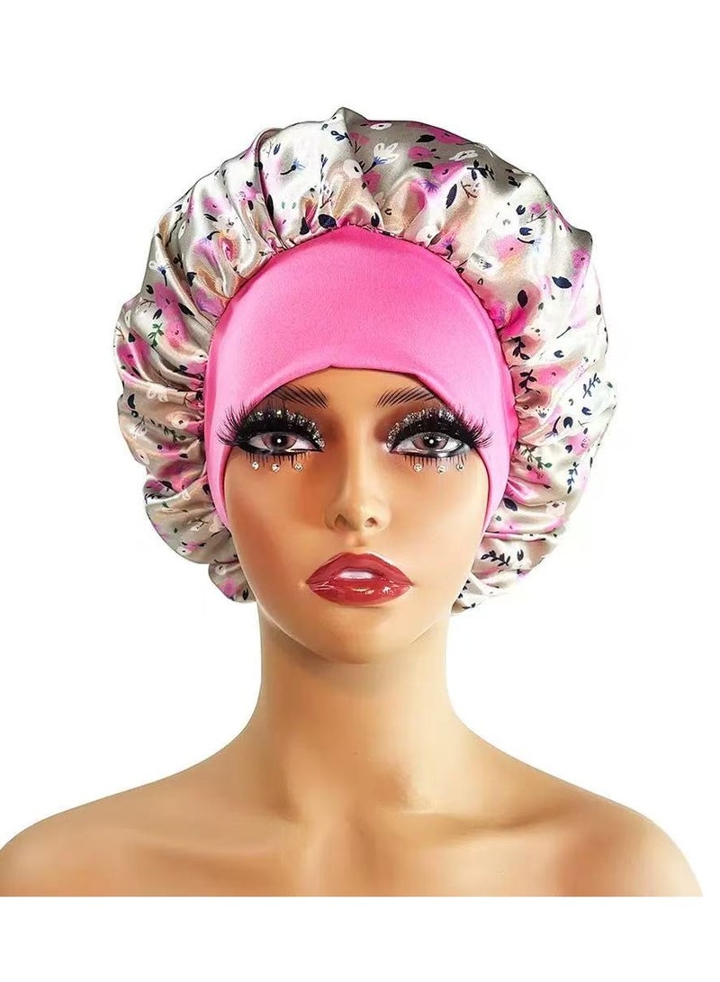 Goolsky Satin Night Sleep Cap - Wide Elastic Hair Bonnet Hat for Women - Perfect for Home Bathroom and Shower - Soft and Comfortable Silk Cover - Keep Your Hair Healthy and Moisturized - Image 1