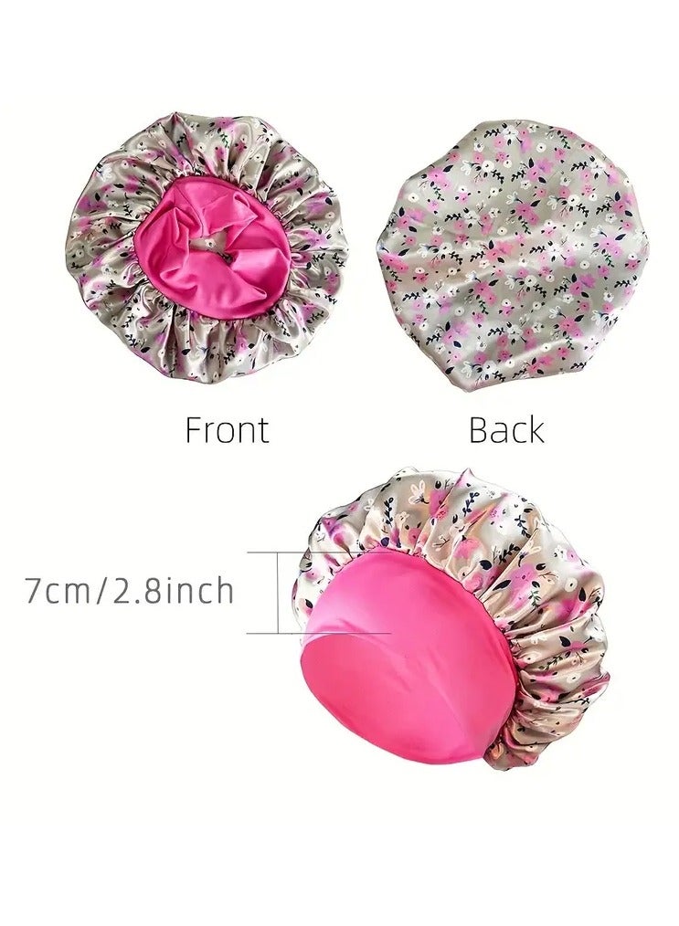 Goolsky Satin Night Sleep Cap - Wide Elastic Hair Bonnet Hat for Women - Perfect for Home Bathroom and Shower - Soft and Comfortable Silk Cover - Keep Your Hair Healthy and Moisturized - Image 2