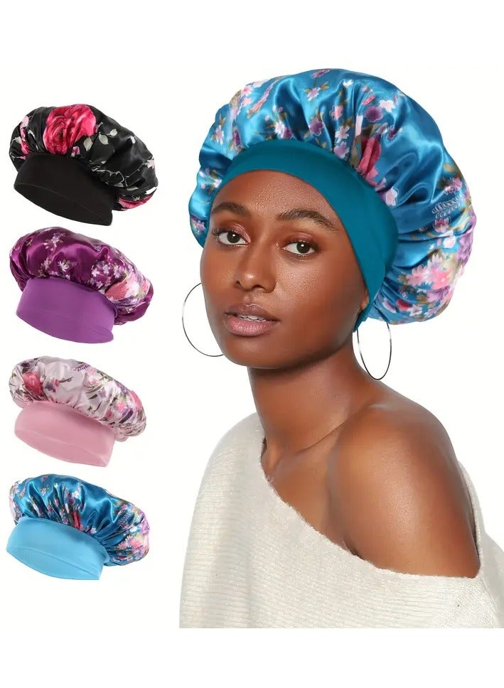 Goolsky Satin Night Sleep Cap - Wide Elastic Hair Bonnet Hat for Women - Perfect for Home Bathroom and Shower - Soft and Comfortable Silk Cover - Keep Your Hair Healthy and Moisturized - Image 5