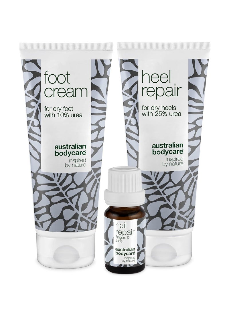 أستراليان بودي كير مجموعة العناية بالقدمين والأظافر مع كريم القدم بزيت شجرة الشاي لإصلاح الكعب وإصلاح الأظافر لأقدام وأظافر أكثر نعومة وصحة وترطيب وتلطيف وإصلاح الكعوب الجافة والمتشققة - Image 1