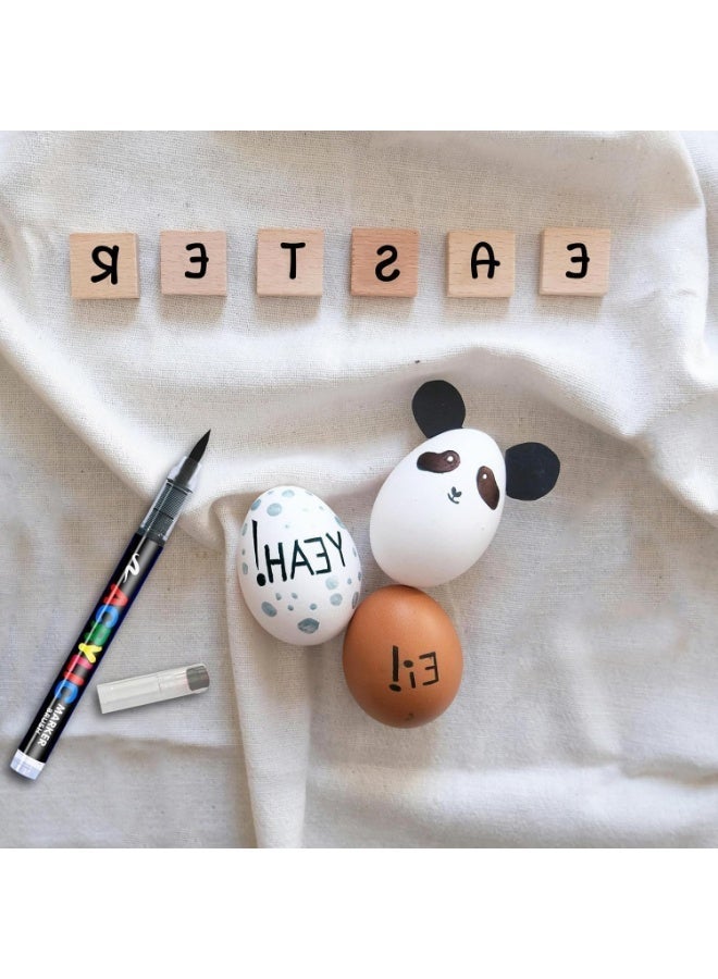 **مجموعة أقلام وعلامات ألوان أكريليك، 12 قطعة أقلام أكريليك، طرف فرشاة ناعم، دقيقة من 1 إلى 6 مم، ألوان أكريليك سريعة الجفاف لرسم الصخور والقماش والخشب والزجاج والحرف اليدوية (أسود)** - Image 3