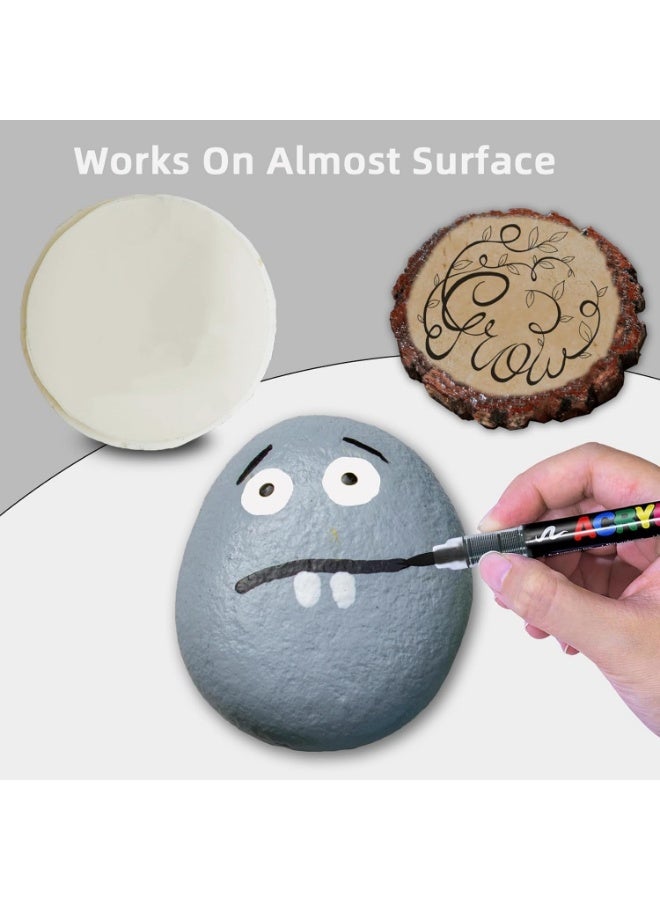 **مجموعة أقلام وعلامات ألوان أكريليك، 12 قطعة أقلام أكريليك، طرف فرشاة ناعم، دقيقة من 1 إلى 6 مم، ألوان أكريليك سريعة الجفاف لرسم الصخور والقماش والخشب والزجاج والحرف اليدوية (أسود)** - Image 5