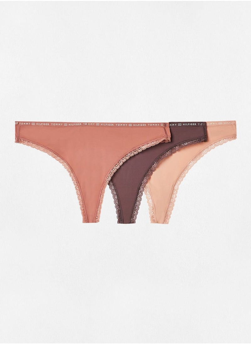 TOMMY HILFIGER - Microfibre Lace Thongs (pack of 3) - Image 1