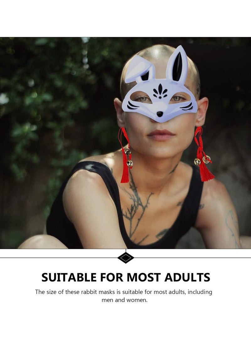 KASTWAVE Kabuki Fox Costume Masks, Rabbit Head Face Cover Japanese Kitsune Animal DIY Cosplay Masks for Masquerade Ball Halloween Party Prop 3pcs - Image 4