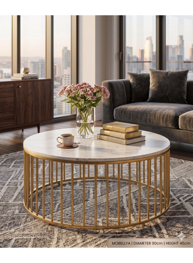 Mobellya Premium Round Coffee Table (90 cm Diameter) - Image 1