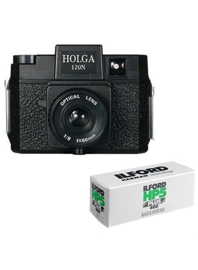 Holga 120N Medium Format Film Camera (Black) with 120 Film Bundle - Image 1
