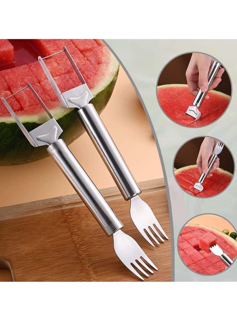 Watermelon Cutter 2-in-1 Stainless Steel, Kitchen Camping Gadget (2Pack)