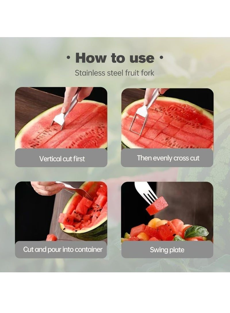 Watermelon Cutter 2-in-1 Stainless Steel, Kitchen Camping Gadget (2Pack)