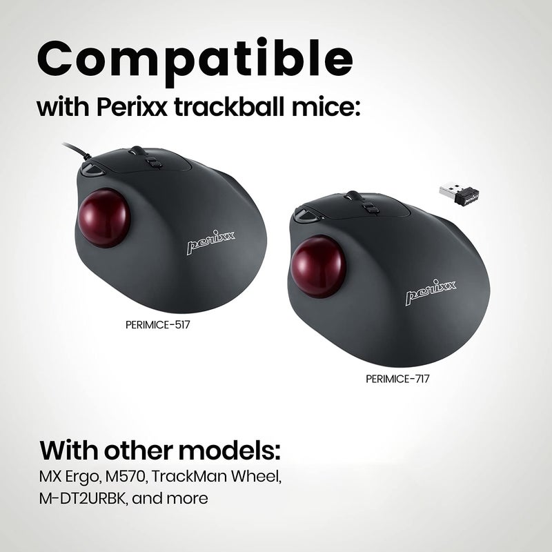 Perixx PERIPRO-303GR 34mm Replacement Trackball – Glossy Red Ball for Logitech M570, MX Ergo, PERIMICE-517/717 – Smooth Precision Control for Trackball Mice - Image 4