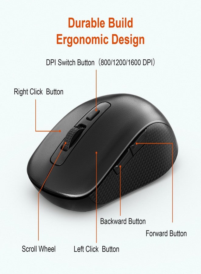 Rytaki Pro Wireless Number Pad and Mouse, 19 Keys Portable Ultra Slim 2.4GHz 10 Key USB Keypad and 3 Adjustable DPI Silent Mouse Set for Laptop, Notebook, Desktop, PC Computer - Use One USB Receiver - Image 3