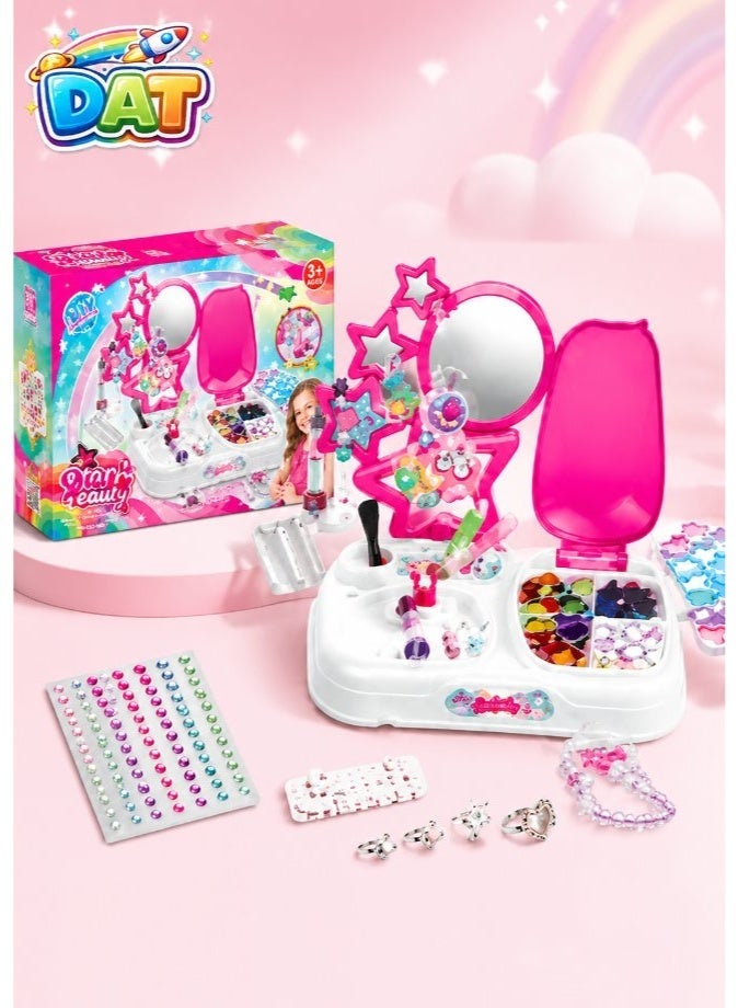 DAT Beauty Set Jewelry Making Kit with Mirror - Girls Fashion Accessories Beads & Gems Creative Toy - Image 4