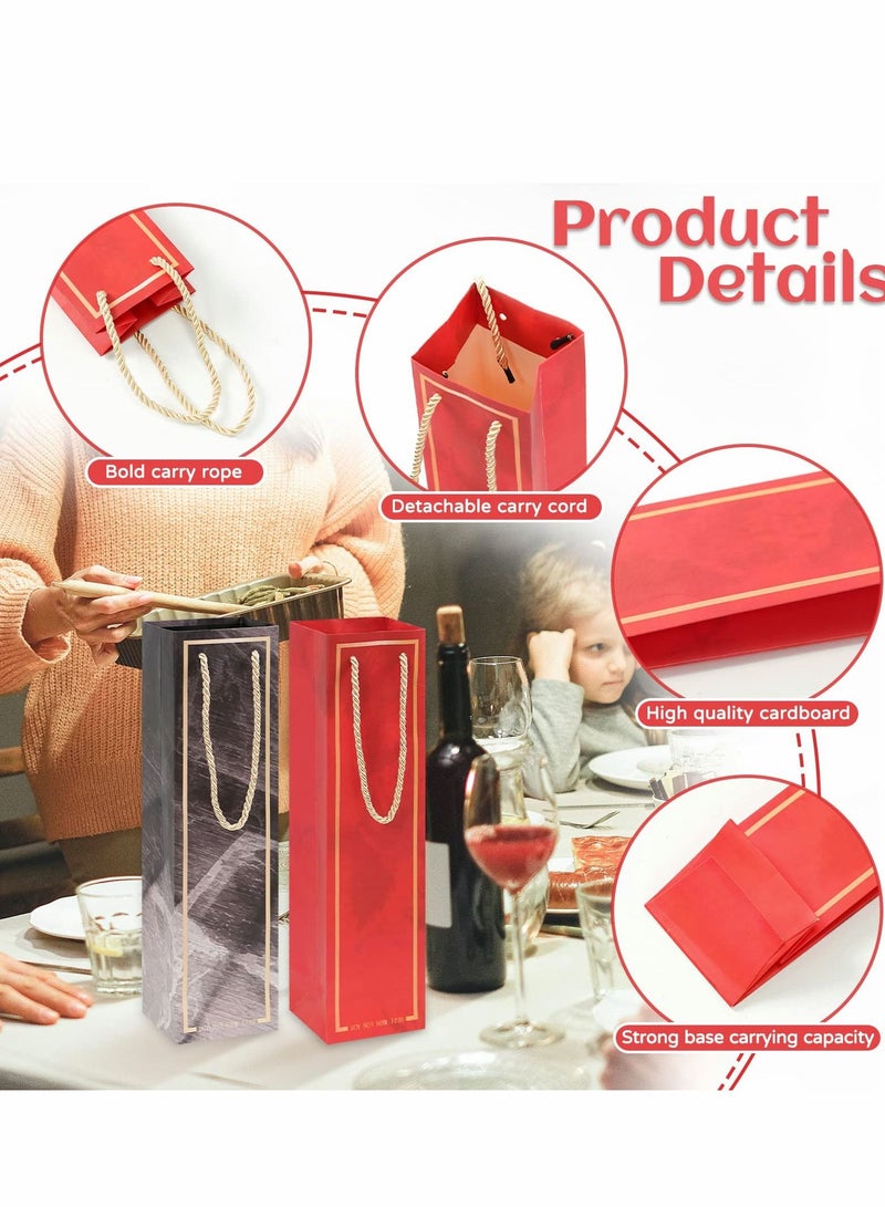 SYOSI 12Pcs Wine Bottle Gift Bags with Handles, Reusable Paper Wine Gift Bags Bulk for Birthday Wedding Holiday Housewarming - 3.54 x 3.15 x 13.78 Inch - Image 3