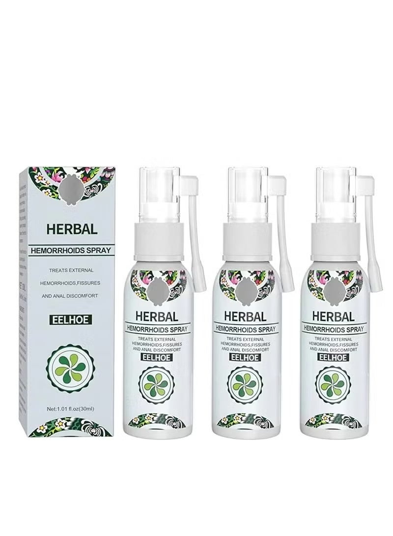 EELHOE Natural Herbal Hemorrhoids Relief Spray - Holistic Treatment for External and Internal Hemorrhoids with 100% Natural Herbal Extracts Formula (3pcs)
