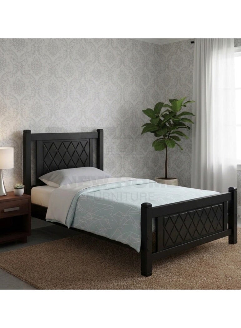 New Home Furniture NHF-90 Wooden Bed Frame for Bedroom, Size H97 × W98 × L201 cm, Modern Strong & Durable Bed Base with Sturdy Mattress Support, Ideal for Home & Apartment - Image 1