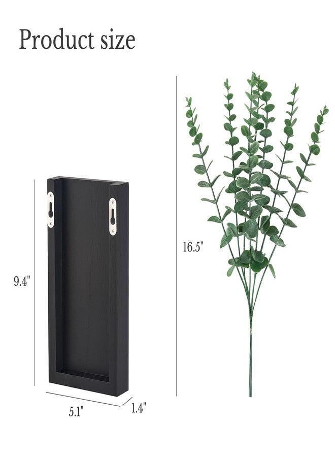 Dahey 2 Pack Wood Wall Planter Vase with Artificial Eucalyptus Farmhouse Wall Hanging Decor Pocket Planter for Indoor Fake Plants Greenery, Living Room Bedroom Kitchen Home Office Decoration, Black - Image 3