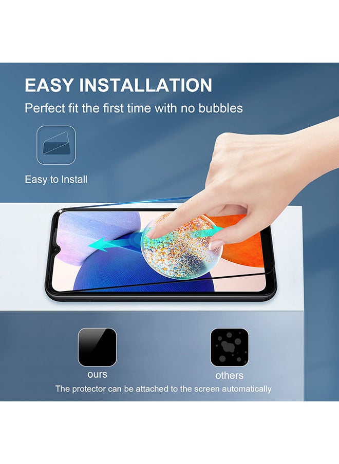 O Ozone Pack Of 2 for Samsung Galaxy A14 5G / A14 Screen Protector 9H Hardness Full Coverage Screen Guard HD Ultra-thin Tempered Glass Screen Protector - Black  - Image 4