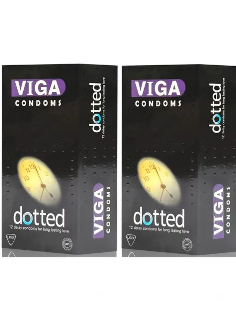 فيجا قطعتين من الواقي الذكري المنقط 12x2 واقي لحب يدوم طويلاً - Image 1