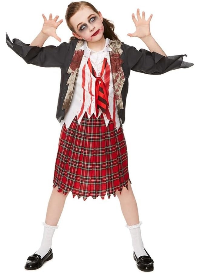 RUBIE'S Zombie School Uniform Girl Dress Up Kids Costume-84565-S-3-4Y-Multicolour  - Image 2