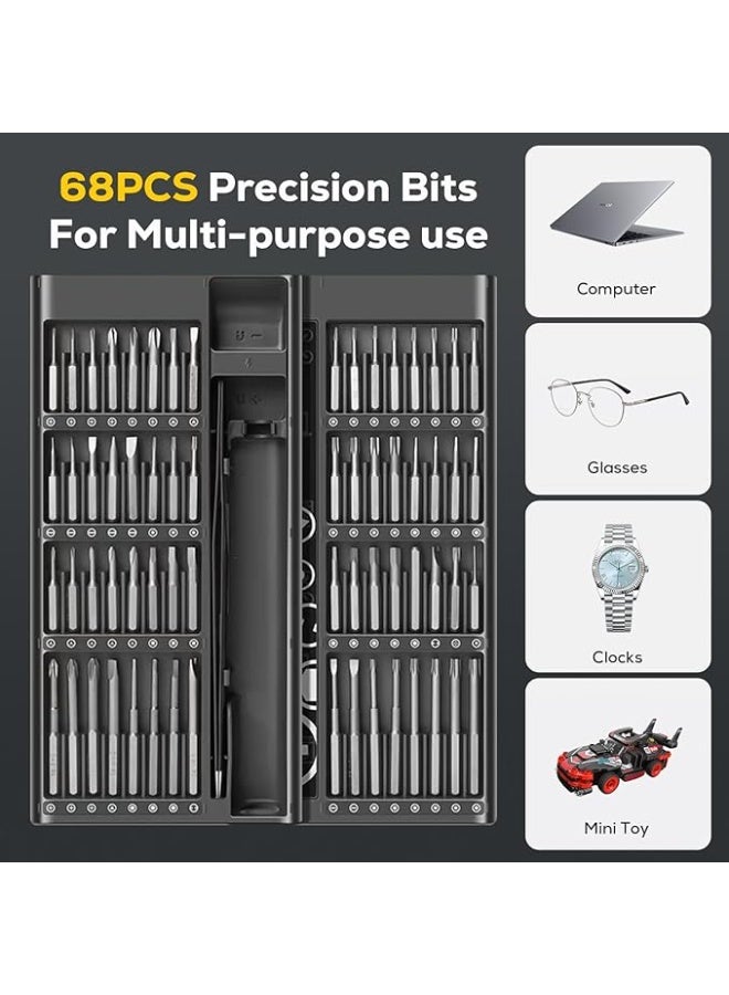 68-in-1 Mini Electric Screwdriver Set – Cordless Rechargeable Precision Tool with 5 Torque Levels & 3 LED Lights for Phones, Laptops, Cameras & PCs - Image 2