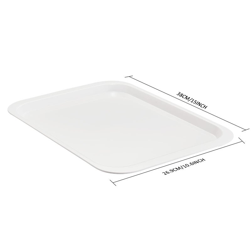 HSDT Melamine Serving Trays White 15x10.6 Inch Rectangle Cafeteria Fast Food Trays Breakfast Lunch Dinner Trays for Eating Set of 2,PFW-15106-02 - Image 2
