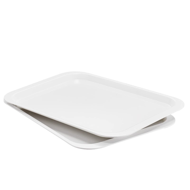 HSDT Melamine Serving Trays White 15x10.6 Inch Rectangle Cafeteria Fast Food Trays Breakfast Lunch Dinner Trays for Eating Set of 2,PFW-15106-02 - Image 1